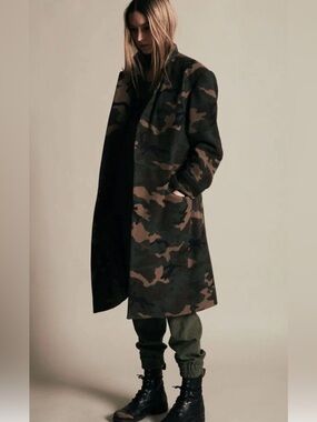 NLST Army Camo Wool Blend Coat Small Military Chic Statement Coat